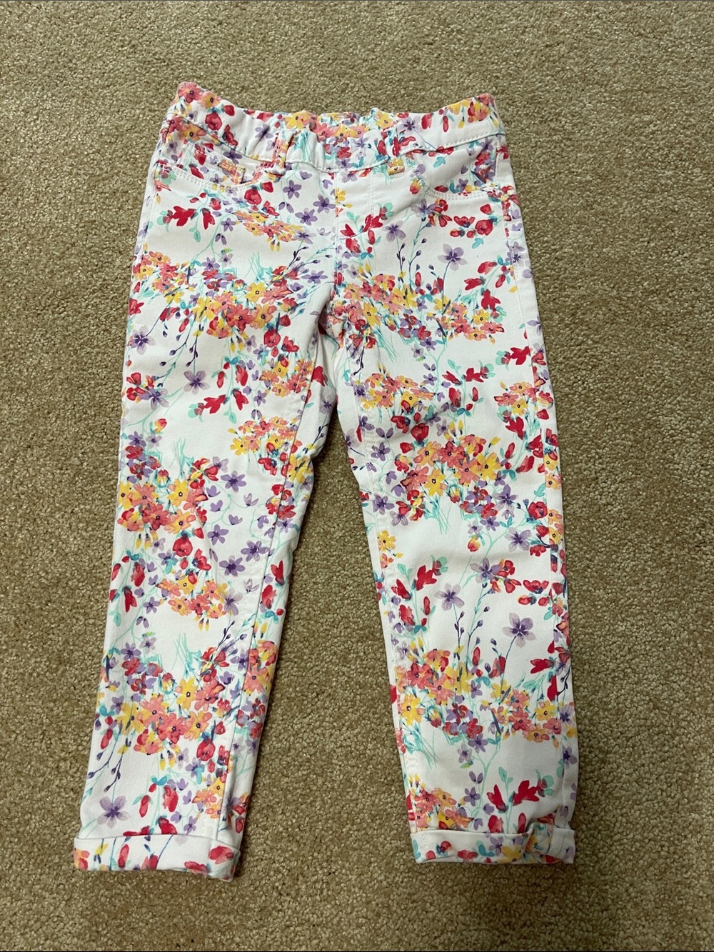Wonder Nation 6/6x White Floral Jeans